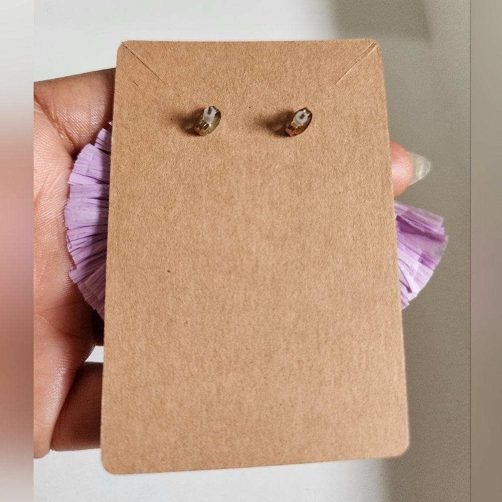 NWOT Paper Purple and Pink Floral Fan Shape Dangling Stud Earrings - Picture 10 of 13